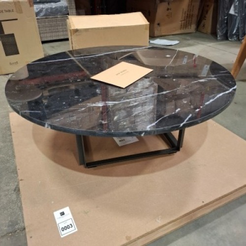 1 X BRAND NEW WITH BOX NEW LOOK FLORENCE COFFEE TABLE IN BLACK METAL FRAME WITH GRANITE TOP IN SIZE DIAM 90 X H 32 CM - RRP &pound;1000