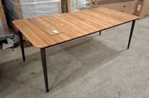 1 X BRAND NEW CANE - LINE CORE TABLE IN SIZE L 210 X W 100 X H 74 CM IN LAVA GREY ALUMINIUM WITH TEAK WODDEN TOP - RRP £2255