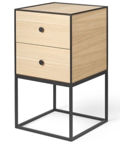 1 X BRAND NEW AUDO COPENHAGEN FRAME 35 SIDE TABLE WITH 2 DRAWERS IN OAK IN SIZE H 63 X W 35 X D 35 - RRP &pound;542 - IN TWO BOXES