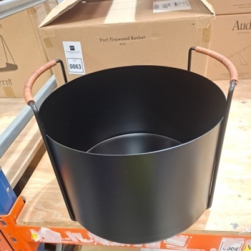 1 X BRAND NEW IN BOX FERM LIVING PORT FIREWOOD BUCKET IN BLACK - RRP &pound;188