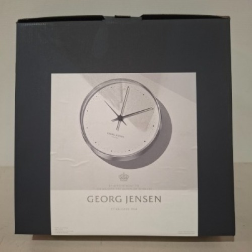 1 X BRAND NEW IN BOX GEORG JENSEN WALL CLOCK IN STAINLESS STEEL IN SIZE 30 CM - RRP &pound;539