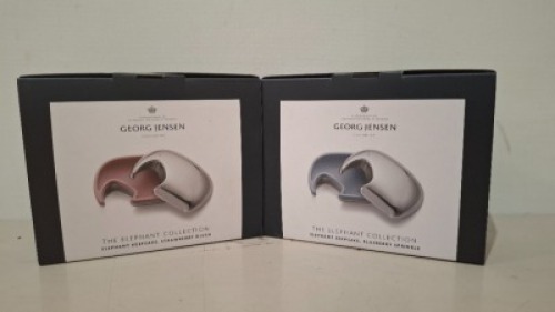 11 X BRAND NEW GEORG JENSEN THE ELEPHANT COLLECTION ELEPHANT KEEPSAKES 6 IN STRAWBERRY BLUSH AND 5 IN BLUEBERRY SPRINKLE - RRP EACH &pound;45 - TOTAL RRP &pound;495