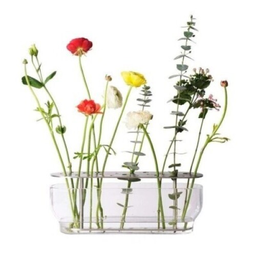 1 X BRAND NEW IN BOX FRITZ HANSEN IKEBANA VASE LONG IN GLASS / STAINLESS STEEL IN SIZE 33.5 X H 10 X W 9.5 - RRP &pound;218