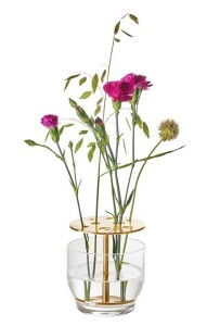 4 X BRAND NEW IN BOX FRITZ HANSON IKEBANA VASE IN GLASS / BRASS PLATED IN SIZE SMALL DIAM 12 CM X H 13 CM - RRP EACH £82