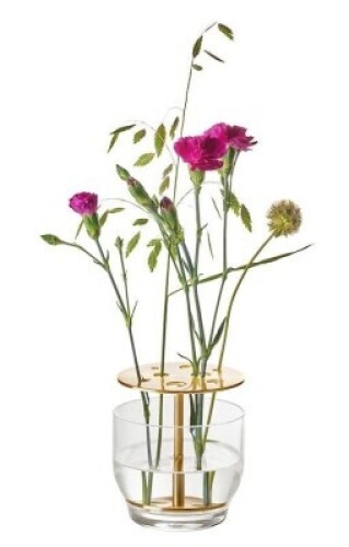 4 X BRAND NEW IN BOX FRITZ HANSON IKEBANA VASE IN GLASS / BRASS PLATED IN SIZE SMALL DIAM 12 CM X H 13 CM - RRP EACH &pound;82