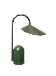 3 X BRAND NEW MIXED LOT CONTAINING 2 X FERM LIVING ARUM PORTABLE LAMPS IN GRASS GREEN AND BLACK - RRP EACH £143 1 X FRITZ HASEN NIGHT OWL LAMP IN SMOKEY WHITE/ASH - RRP £141 - TOTAL RRP FOR LOT £427 IN 3 BOXES