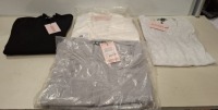 40 X BRAND NEW MIXED CLOTHING LOT CONTAINING MISSGUIDED CREW-NECK LONG SLEEVE TOP IN BLACK ALL IN SIZE MEDIUM , MISSGUIDED FLARE OVERSIZED T-SHIRT WITH PANTS SET IN GREY IN SIZES 18,24 , V-NECK RELAXED TEE IN GREY IN SIZE 40 , TALL TAILORED SKINNY BLAZER 