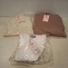 40 X BRAND NEW MIXED CLOTHING LOT CONTAINING MISSGUIDED TALL BASIC HIGH NECK SLEEVLESS TOP IN WHITE IN ALL IN SIZE LARGE , MISSGUIDED HOODIE AND JOGGER SET IN BROWN IN SIZE 10 , MISSGUIDED RIB SCOOP NECK BODY SUIT IN WHITE ALL IN SIZE 4 ETC IN TWO TRAYS (