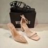 30 X BRAND NEW WOMENS MISSGUIDED SHOES CONTAINING PERSPEX COURT SHOE IN CLEAR , BARELY THERE HIGH BLOCK HEEL IN GOLD , CHUNKY PLATFORM GLADIATOR SANDAL IN SAND , BARELY THERE HIGH BLOCK HEEL IN SILVER ETC ALL IN SIZE 5