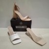 30 X BRAND NEW WOMENS MISSGUIDED SHOES CONTAINING ASSYM STRAPPY HIGH HEEL SANDALS IN WHITE , MID CLEAR BLOCK HEEL IN NUDE , PERSPEX BLOCK HEEL MULE SANDAL IN SAND ALL IN SIZE 6