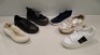 18 X BRAND NEW MIXED SHOE LOT CONTAINING CHUNKY CANVAS SHOE IN BLACK IN SIZE 3 , STRAPPED SHOE IN BEIGE IN SIZE 4 , RUNNING TRAINERS IN NAVY BLUE/WHITE IN SIZE 3 ETC ON HALF A BAY