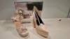 30 X BRAND NEW QUEEN LINA WOMENS SHOES CONTAINING STILETTO SHOES IN BEIGE AND BLACK IN SIZE 3 , HIGH HEEL SHOE IN BEIGE IN SIZE 3 ON A SHELF