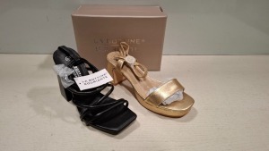 24 X BRAND NEW MIXED WOMENS SHOES CONTAINING LA BOTTINE SOURIANTE SHOES ALL IN BLACK IN SIZE 3 , BELLUCI LOW HEEL SHOES IN GOLD IN SIZE 4 , U.DESIRED MID HEEL IN BEIGE IN SIZE 5 ETC ON HALF A BAY