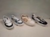 15 X BRAND NEW MIXED TRAINERS LOT CONTAINING TRAINERS IN WHITE/BLACK AND GREY IN SIZE 5 , TRAINERS IN WHITE AND GOLD IN SIZE 7 TRAINERS IN WHITE AND BLUE IN SIZE 3 ETC ON HALF A BAY