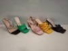 20 X BRAND NEW MIXED WOMENS SHOES CONTAINING LA BOTTINE SOURIANTE HIGH HEELS IN GREEN IN SIZE 3 , ERYNN BLOCK HEELS IN PINK IN SIZE 5 , TOP STAKA HIGH HEEL IN YELLOW IN SIZE 3 ETC ON HALF A SHELF