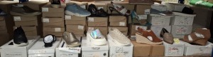 40 X BRAND NEW MIXED WOMENS SHOES CONTAINING TRAINERS IN BLACK IN SIZE UK 6 , SANDALS IN BLACK IN SIZE UK 4 , HIGH HEELS IN ROSE IN SIZE UK 4 ETC ON A FULL SHELF