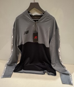 20 X BRAND NEW NEW BALANCE HALF ZIP TOP IN BLACK AND GREY ALL IN EXTRA LARGE IN ONE TRAY (NOTE - TRAYS NOT INCLUDED)