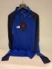 30 X BRAND NEW NEW BALANCE QUARTER ZIP TOPS IN BLUE ALL IN SMALL IN TWO TRAYS (NOTE TRAYS NOT INCLUDED)