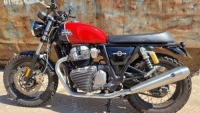 ROYAL ENFIELD INTERCEPTOR INT RED/BLACK PETROL MOTORCYCLE 650CC FIRST REGISTERED 21/05/2020 REG: PK20WHX MILEAGE: 657 MILES (LOW MILEAGE - MIN USE - SEE ESPECIALLY TYRE IMAGES) 2 KEYS NO V5 NO MOT