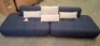 1 X TWO-PIECE HAY SOFA SET IN NAVY BLUE IN SIZE 330 X W 100 X H 75 WITH 4 CUSHIONS IN BEIGE (NOTE THIS IS EX DISPLAY ) - INDOOR ONLY ESTIMATED RRP &pound;2500-&pound;2800)