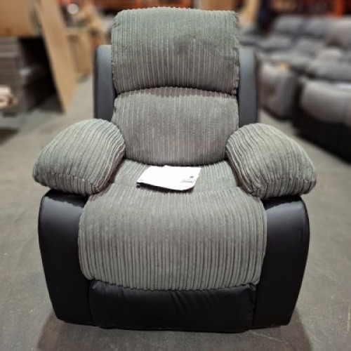 1 X BRAND NEW HOMELIFE HL BANBURY FAUX LEATHER ARMCHAIR IN BLACK/ GREY