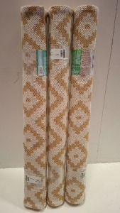 12 X BRAND NEW RE-LAY REGENERATED COTTON - BLEND RUGS IN MUSTARD IN SIZE 100 X 150 CM