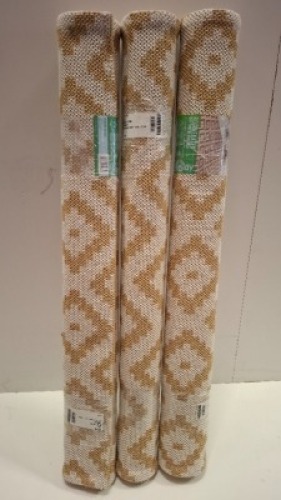 12 X BRAND NEW RE-LAY REGENERATED COTTON - BLEND RUGS IN MUSTARD IN SIZE 100 X 150 CM
