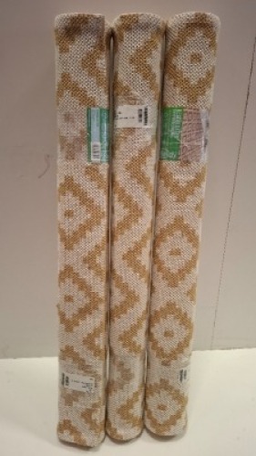 12 X BRAND NEW RE-LAY REGENERATED COTTON - BLEND RUGS IN MUSTARD IN SIZE 100 X 150 CM
