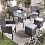 1 X STUDIO FIJI DINING SET 43 IN BLACK IN TWO BOXES (NOTE BOX DAMAGE CUSTOMER RETURNS )