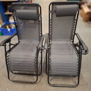 1 X PAIR OF ROYALE LOUNGERS IN BLACK / GREY