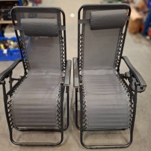 1 X PAIR OF ROYALE LOUNGERS IN BLACK / GREY