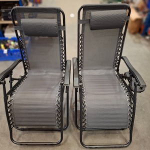 1 X PAIR OF ROYALE LOUNGERS IN BLACK / GREY