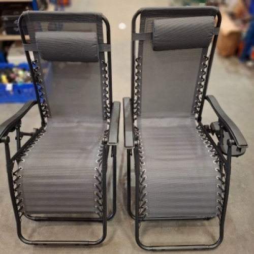 1 X PAIR OF ROYALE LOUNGERS IN BLACK / GREY