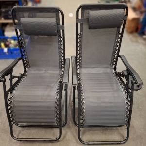 1 X PAIR OF ROYALE LOUNGERS IN BLACK / GREY