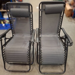 1 X PAIR OF ROYALE LOUNGERS IN BLACK / GREY