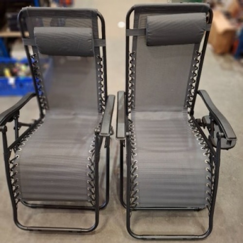 1 X PAIR OF ROYALE LOUNGERS IN BLACK / GREY
