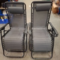 1 X PAIR OF ROYALE LOUNGERS IN BLACK / GREY