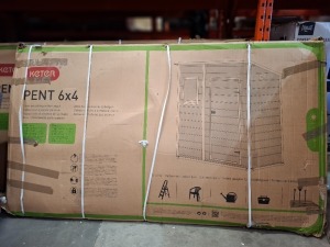 1 X KETER MANOR PLASTIC SHED IN NATURAL IN SIZE 6 X 4 (NOTE BOX DAMAGE - CUSTOMER RETURNS )
