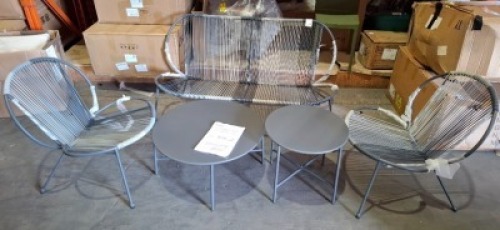 1 X STUDIO BARCELONA 5 PIECE ROPE LOUNGE SET IN GREY - PRE - BUILT