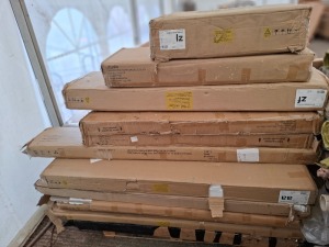 10 X FLATPACK FURNITURE LOT TO INCLUDE FABRIC BED DOUBLE IN CHARCOAL , SHEBOURNE SIDEBOARD IN BLUE SLATE, HL KITCHEN ISLAND IN BLUE SLATE , JACKSON SINGLE BED IN WEATHERED GREY ETC (NOTE - CUSTOMER RETURNS COULD BE PARTS ONLY- ON A FULL PALLET )