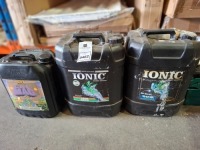 3 X MIXED GARDEN FERTILIZER LOT CONTAINING IONIC NUTRIENT SOLUTION 20L SOIL GROW , IONIC NUTRIENT SOLUTION COCO GROW 20L , INDICA NUTRIENTS CAL-MAG CALCIUM AND MAGNESIUM SUPPLEMENTS 10L