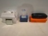 204 PC MIXED LOT CONTAINING 100 X WHAT A SPECTICAL RED OR DEAD GLASSES CASES IN BLACK, 64 X NEW YORK CITY TWIN TOWERS 3D LASER ETCHED CRYSTAL, 40 BOXES OF SMALL MIRRORS ON HALF A SHELF