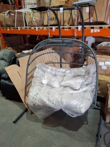 1 X DOUBLE SWINGING EGG CHAIR (NOTE CUSTOMER RETURNS )