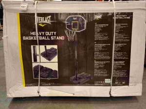 2 X EVERLAST HEAVY DUTY BASKETBALL STANDS ADJUSTED HEIGHT 2.0M TO 3.05M RING DIAM 45 CM PE BACKBORAD 109 X 71 PE BASE 108 X 74 X 17CM PORTABLE 2 WHEEL BASE HOLDS ( NOTE CUSTOMER RETURNS - UNKNOWN CONDITION STILL FACTORY SEALED )