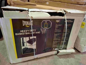 2 X EVERLAST HEAVY DUTY BASKETBALL STANDS ADJUSTED HEIGHT 2.0M TO 3.05M RING DIAM 45 CM PE BACKBORAD 109 X 71 PE BASE 108 X 74 X 17CM PORTABLE 2 WHEEL BASE HOLDS ( NOTE CUSTOMER RETURNS - UNKNOWN CONDITION BOX DAMAGED )