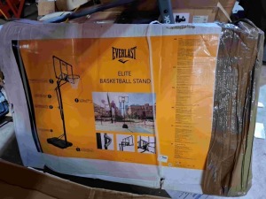 1 X EVERLAST ELITE BASKETBALL STAND ( NOTE CUSTOMER RETURNS - UNKNOWN CONDITION STILL FACTORY SEALED BOX DAMAGED )
