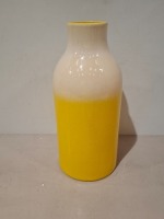 12 X BRAND NEW DECORATIVE OMBRE OCHRE VASE IN WHITE / YELLOW IN SIZE H 40 X DIAM 18 CM IN 3 BOXES