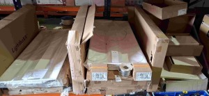 17 X PIECE BRAND NEW LOT TO INCLUDE SCHNEIDER ACTI9 ISOBAR B EXTENSION BOX WITH DOOR AND CUTOUT FOR 17 X 18 MM POLE , LIGHT BOX LED LUMINARY TRIDONIC LC 71W 250 - 350MA FLEXC IP ADV , SAXBY CEILING LIGHTING ETC ON A FULL BAY