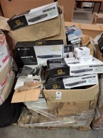 LARGE AMOUNT OF MIXED ELECTRICAL EQUIPMENT CONTAINING DYNAMODE SW240010-RV 24 PORT 10/100MBPS ETHERNET SWITCH , DYNAMODE R-ADSL411N 300MBPS WIRELESS ROUTER WITH ADSL2 + MODEM , USB SLIM PORTABLE OPTICAL DRIVE ETC ON A PALLET (NOTE - TRAYS NOT INCLUDED)