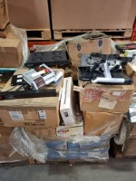 LARGE AMOUNT OF MIXED ELECTRICAL EQUIPMENT CONTAINING DYNAMODE SW240010-R 24 PORT 10/100 SWITCH , LMS DATA MHL TO HDMI HD ADAPTER , DYNAMODE HI-SPEED EXTERNAL FAX MODEM ETC ON ONE PALLET (NOTE - CUSTOMER RETURNS)
